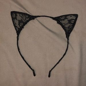 Black lace cate ears headband